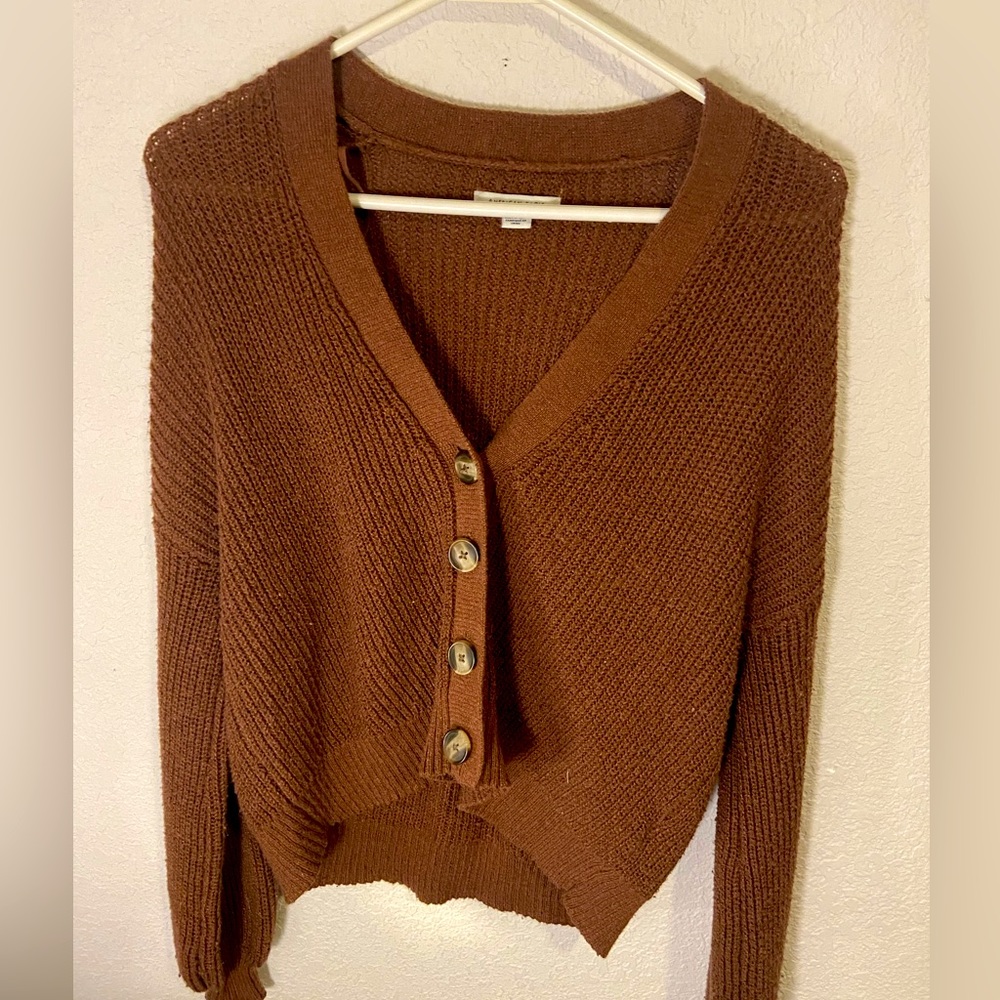 American Eagle Brown Button-Up Cardigan, Size X-Small